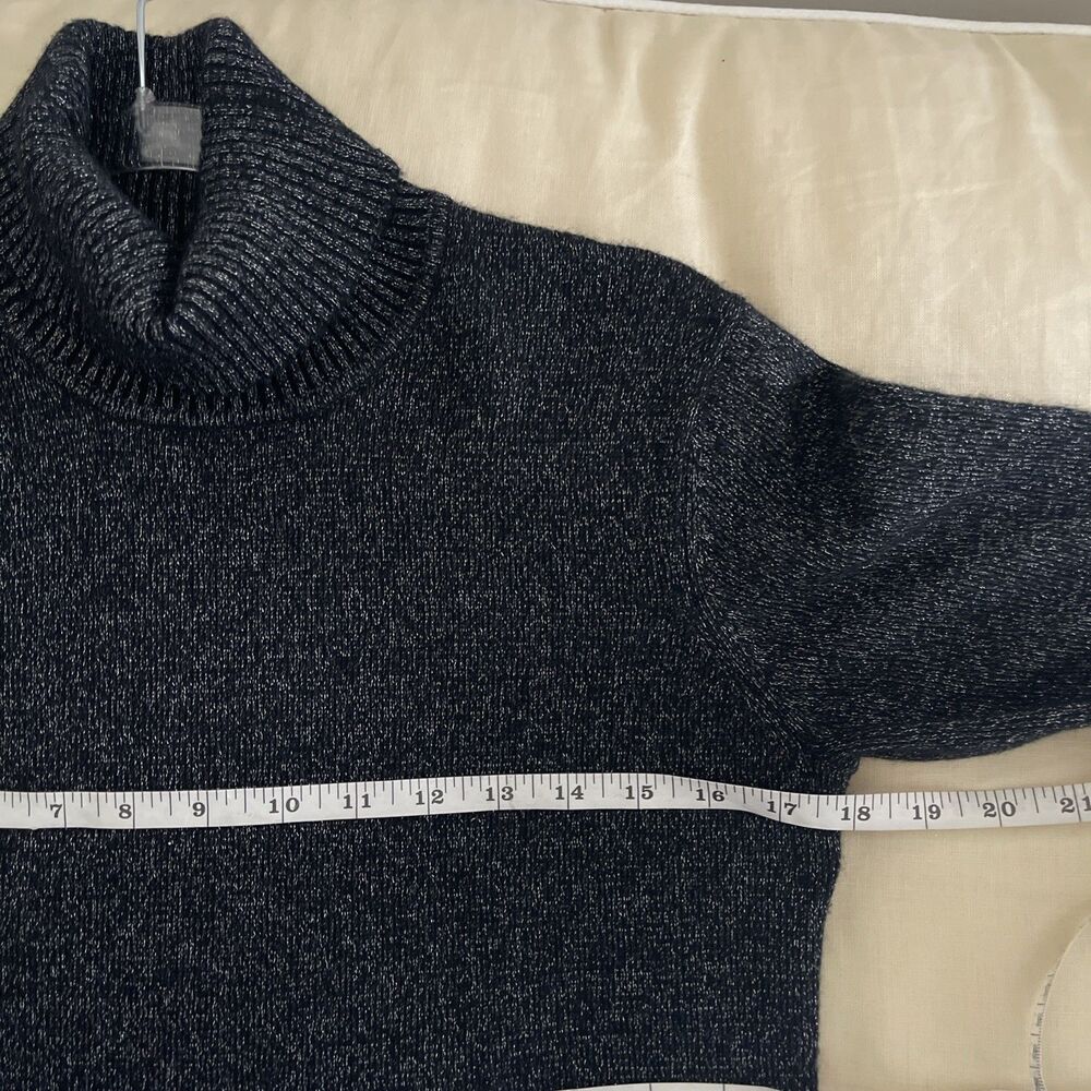 Amici 100% Cashmere Black & Silver Turtle Neck Knit sweater M - Picture 4 of 7